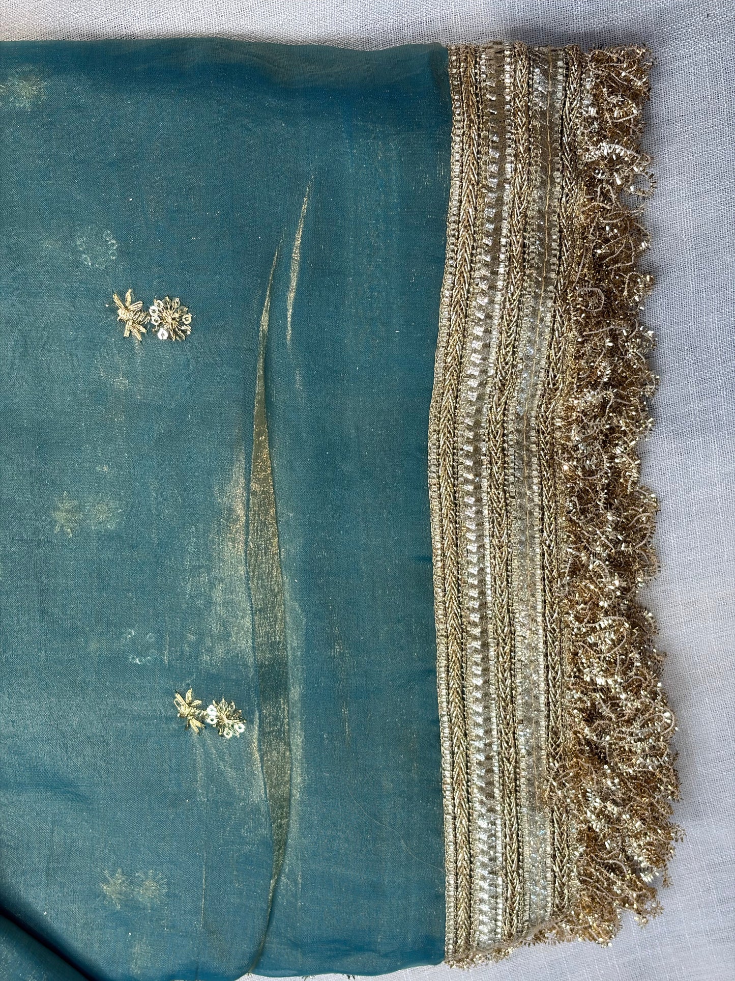 Zariya Tissue Saree (Cyan)