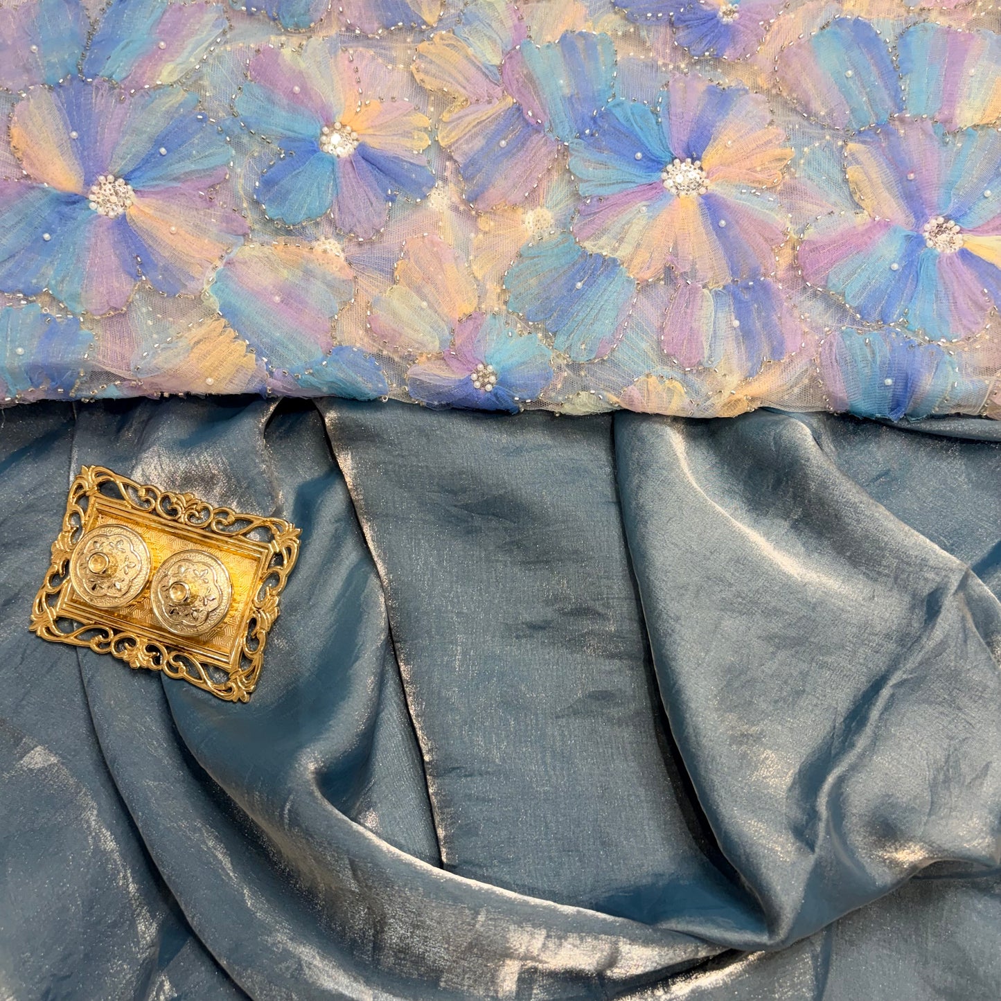Kohinoor Tissue Saree (Ocean)