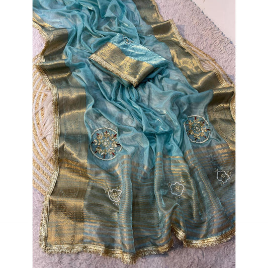 Aqua Amber Saree