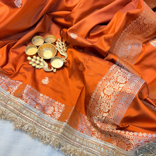 Aafreen Banarasi Silk Saree (Orange)