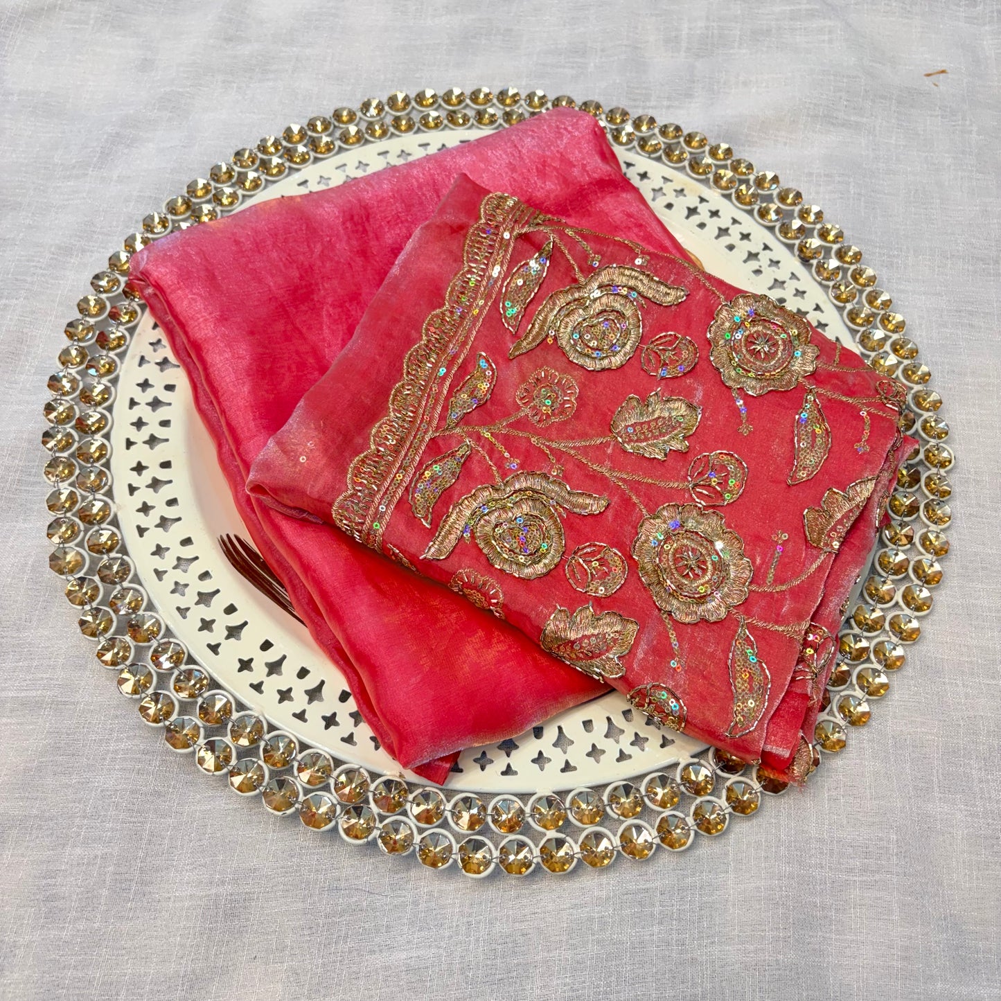 Mahira Tissue Saree (Pink)