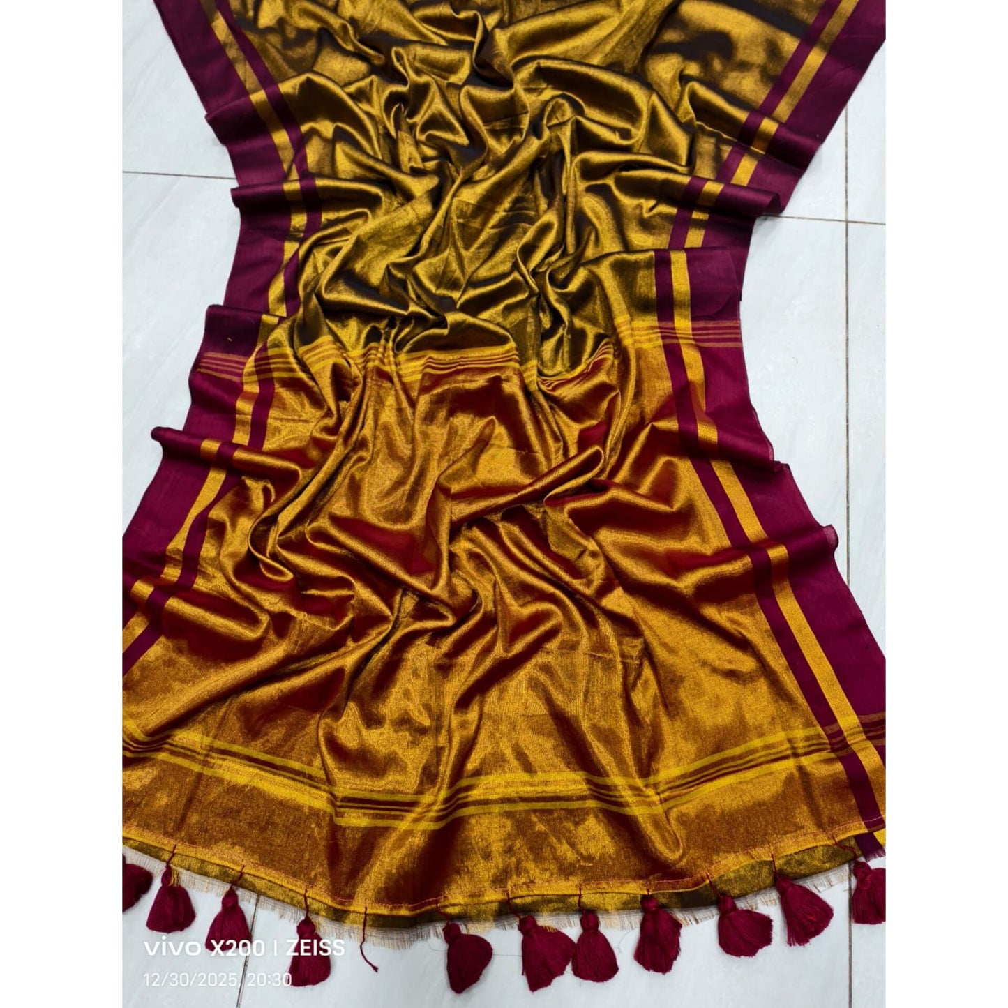 Golden Ember Tassel Saree