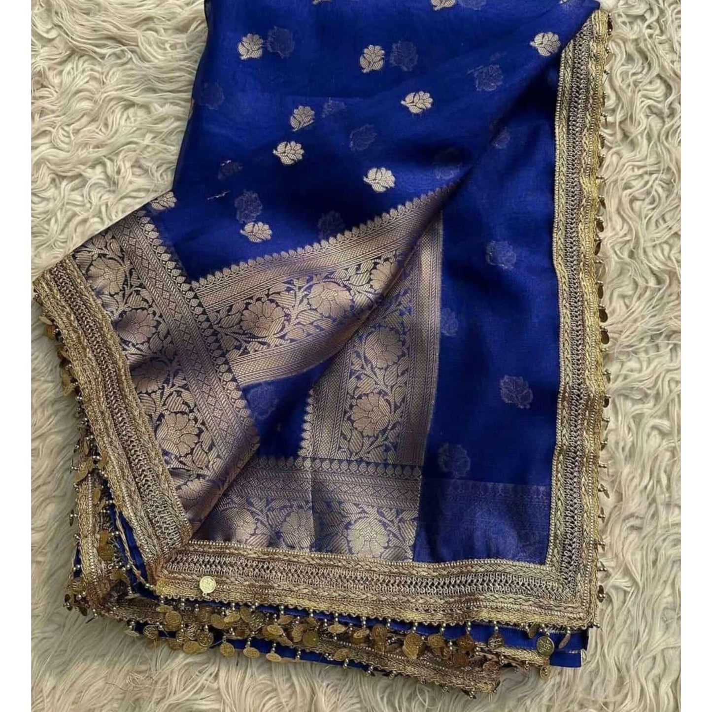 Noorani Tissue Saree (Blue)