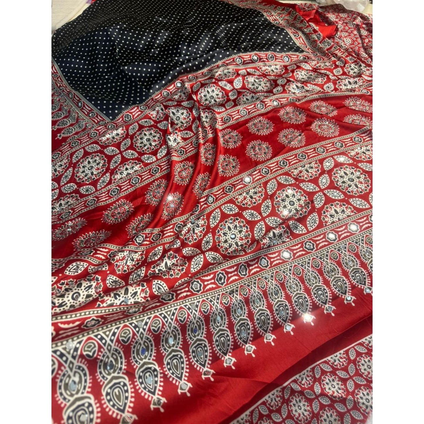 Zarmina Ajrakh Silk Saree