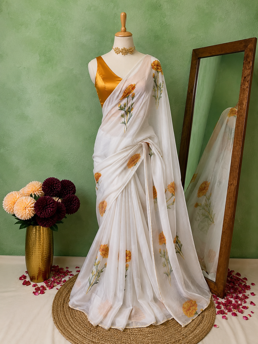 Ivory Dandelion Saree