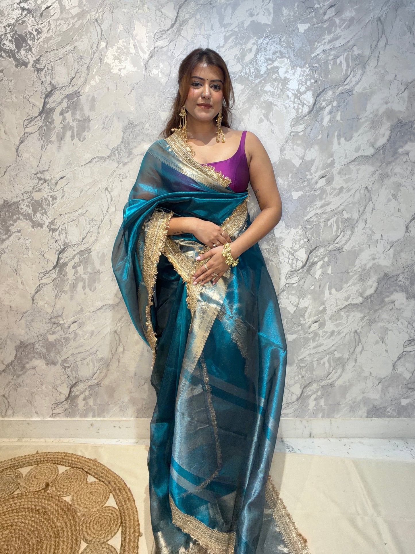Maharani Banarasi Tissue Silk Saree – Peacock