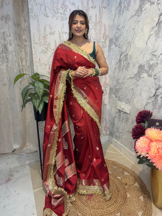 Aafreen Banarasi Silk Saree (Red)