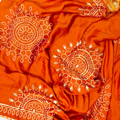 Meher Bandhani Tissue Saree (Orange)