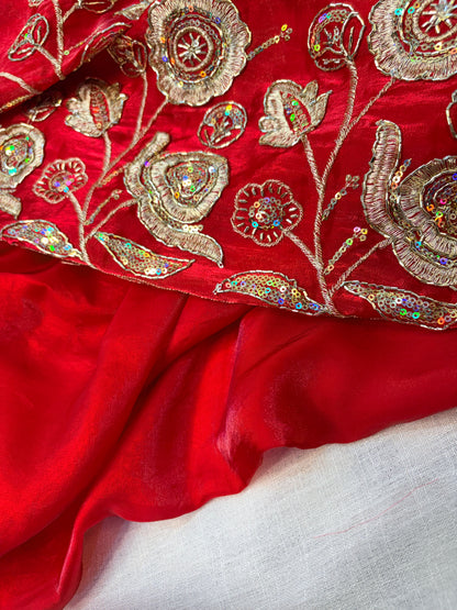 Mahira Tissue Saree (Red)