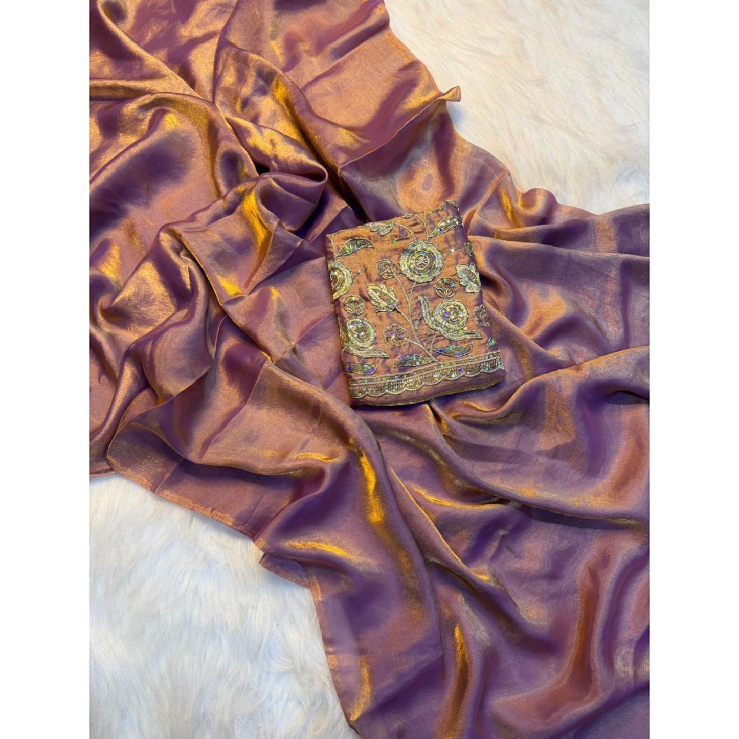 Mahira Tissue Saree (Lavender Mauve)