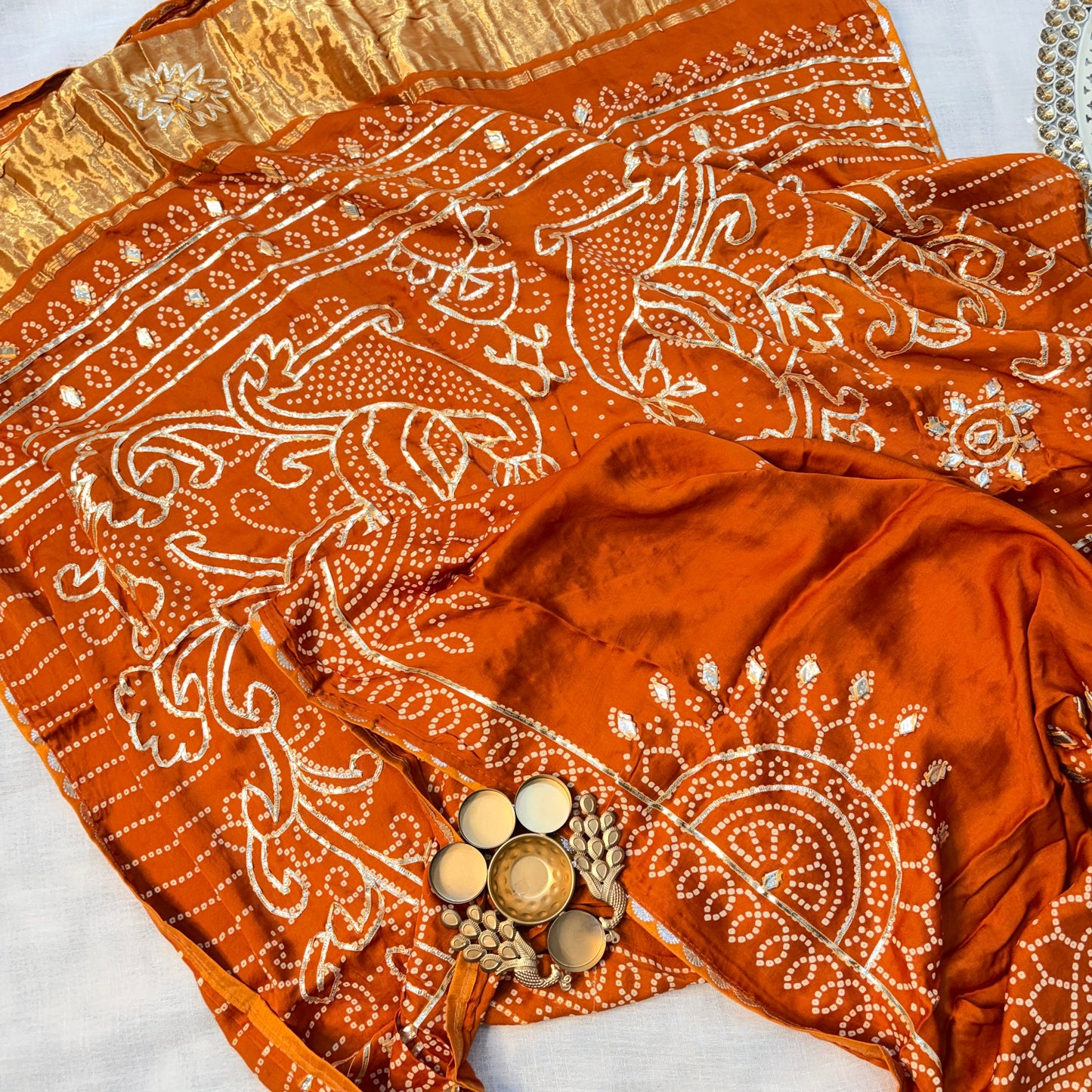 Meher Bandhani Tissue Saree (Orange)