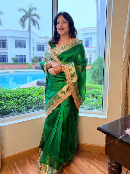 Maharani Brocade Banarasi Tissue Silk Saree – Jade