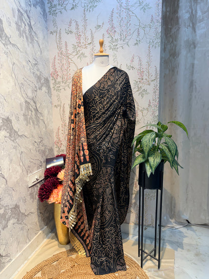 Kasturi Ajrakh Saree