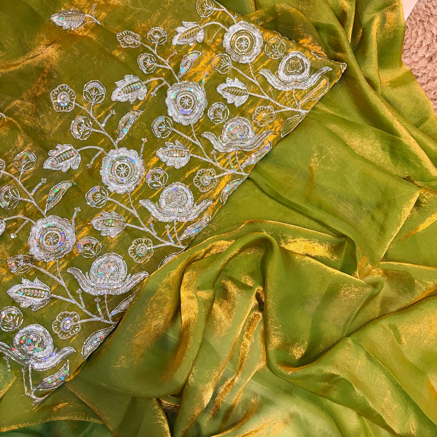 Mahira Tissue Saree (Mustard Gold)