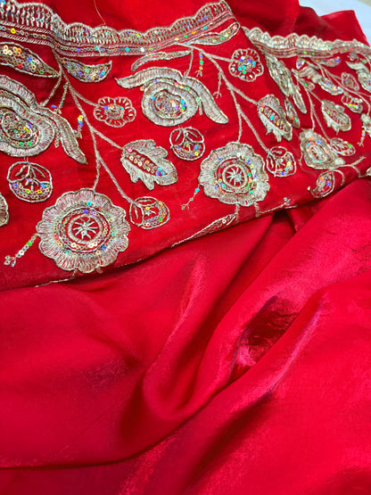 Mahira Tissue Saree (Red)
