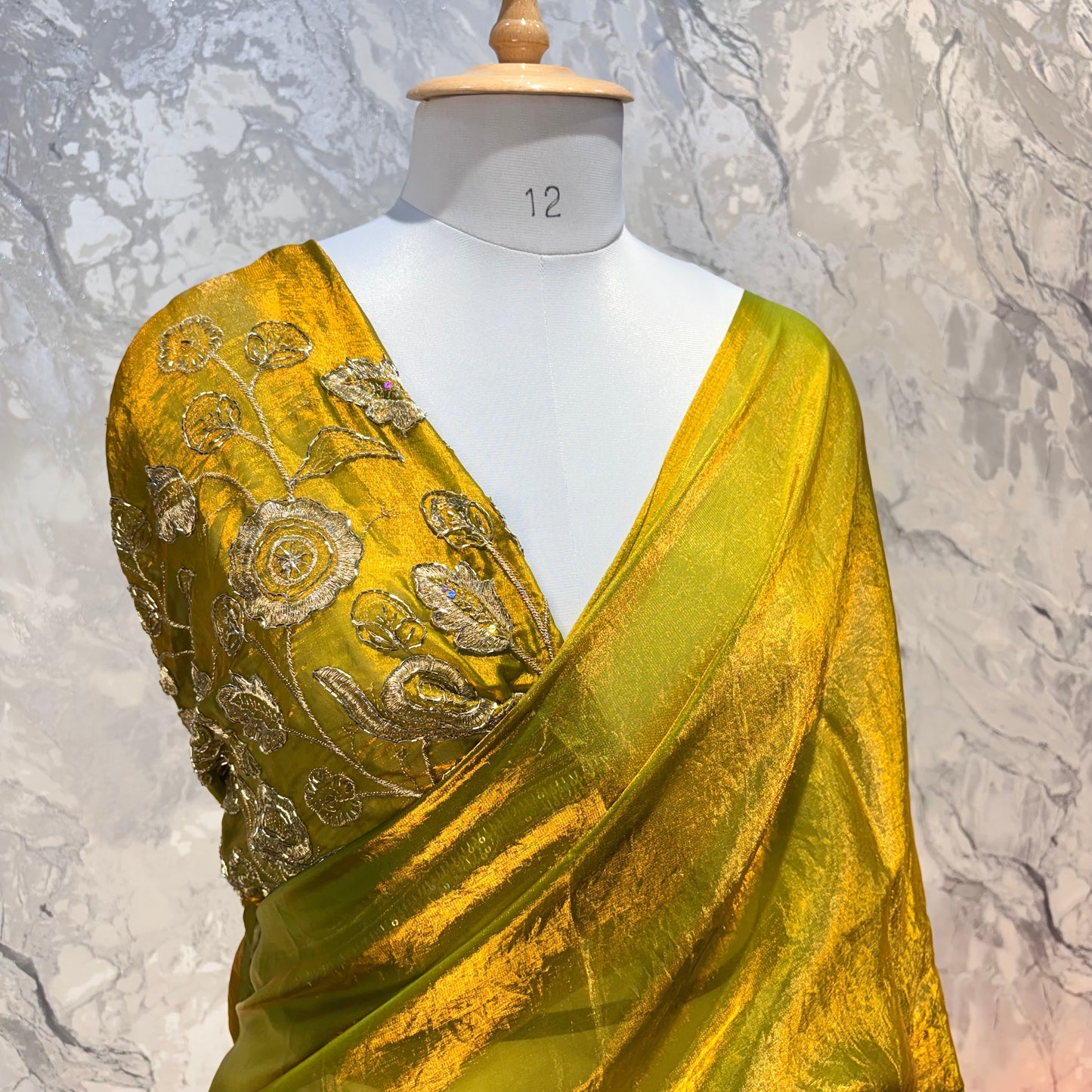 Mahira Tissue Saree (Mustard Gold)