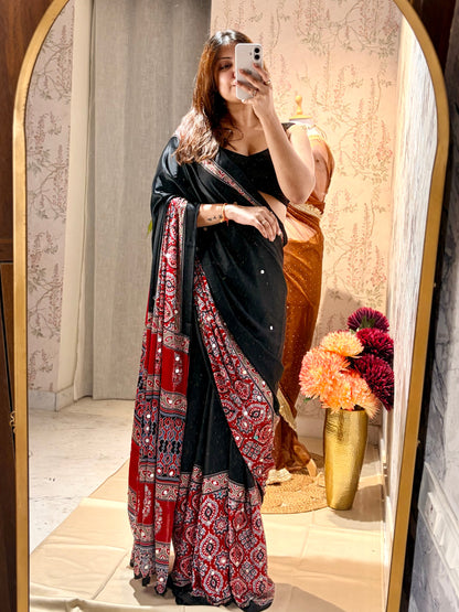 Sharada Mirror Ajrakh Saree