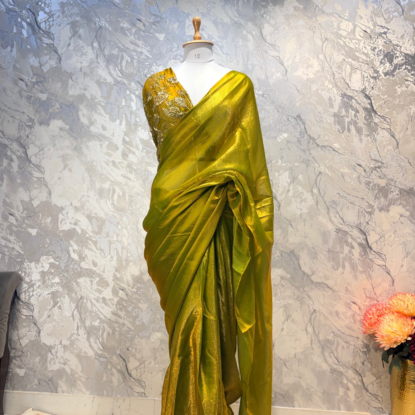 Mahira Tissue Saree (Mustard Gold)