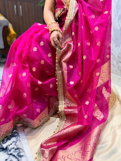 Noorani Tissue Saree (Magenta)