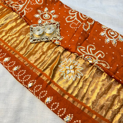 Meher Bandhani Tissue Saree (Orange)