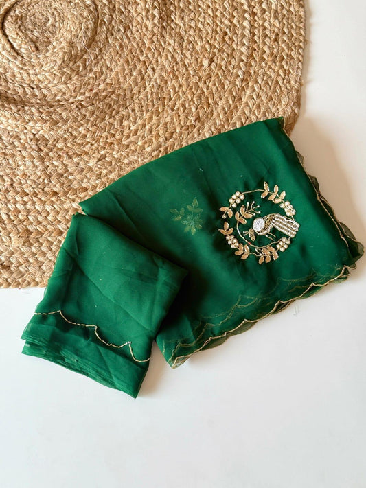 Aviara Chiffon Saree (Emerald)