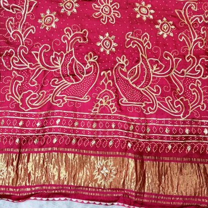 Meher Bandhani Tissue Saree (Pink)