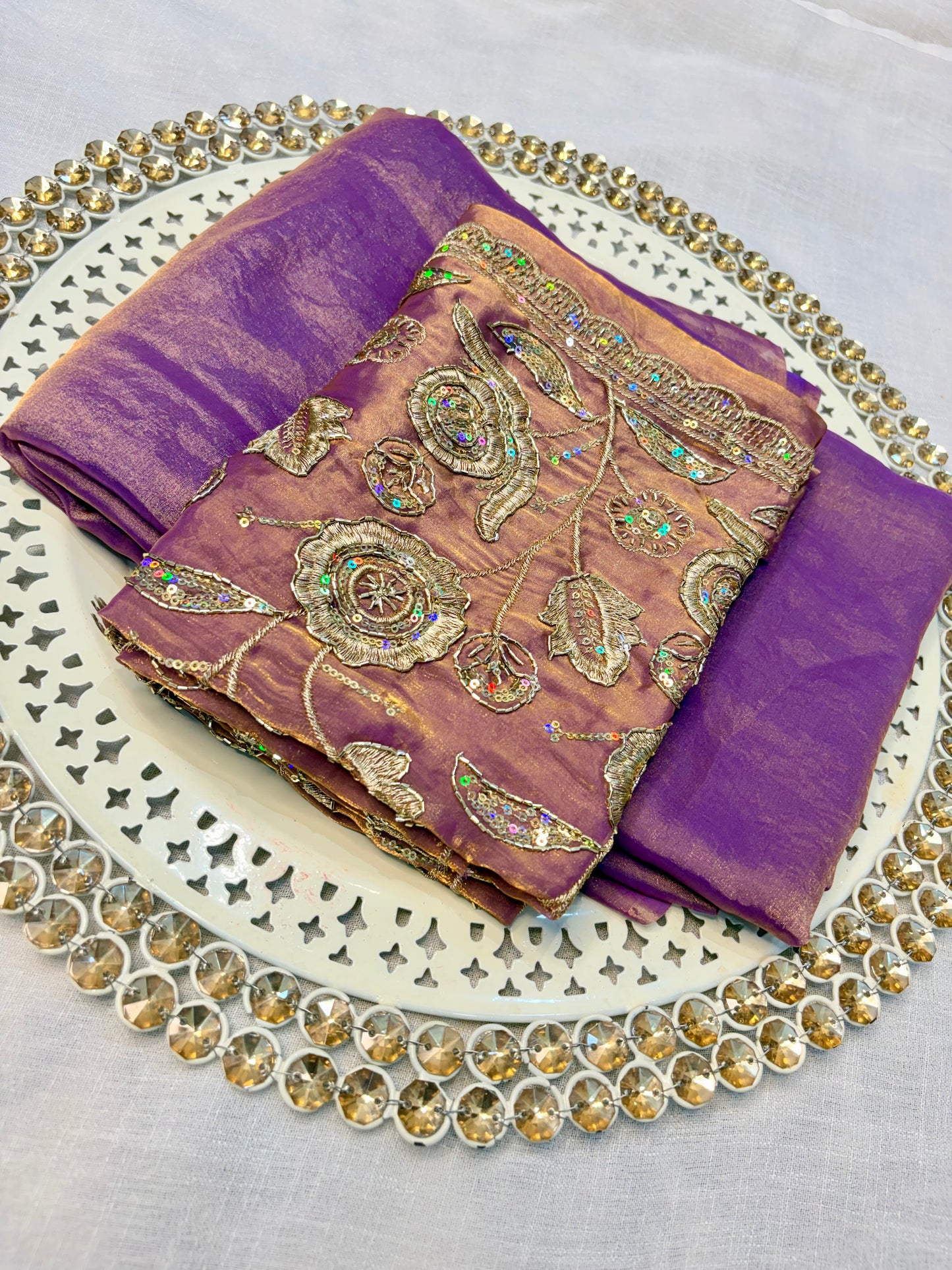 Mahira Tissue Saree (Lavender Mauve)