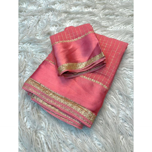 Blush Checkered Tissue Silk Saree