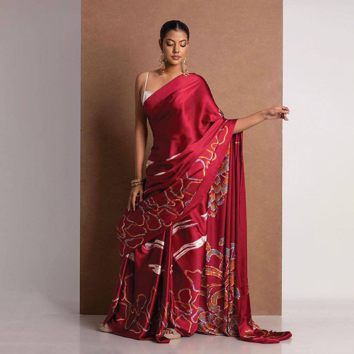Crimson Digital Satin Saree