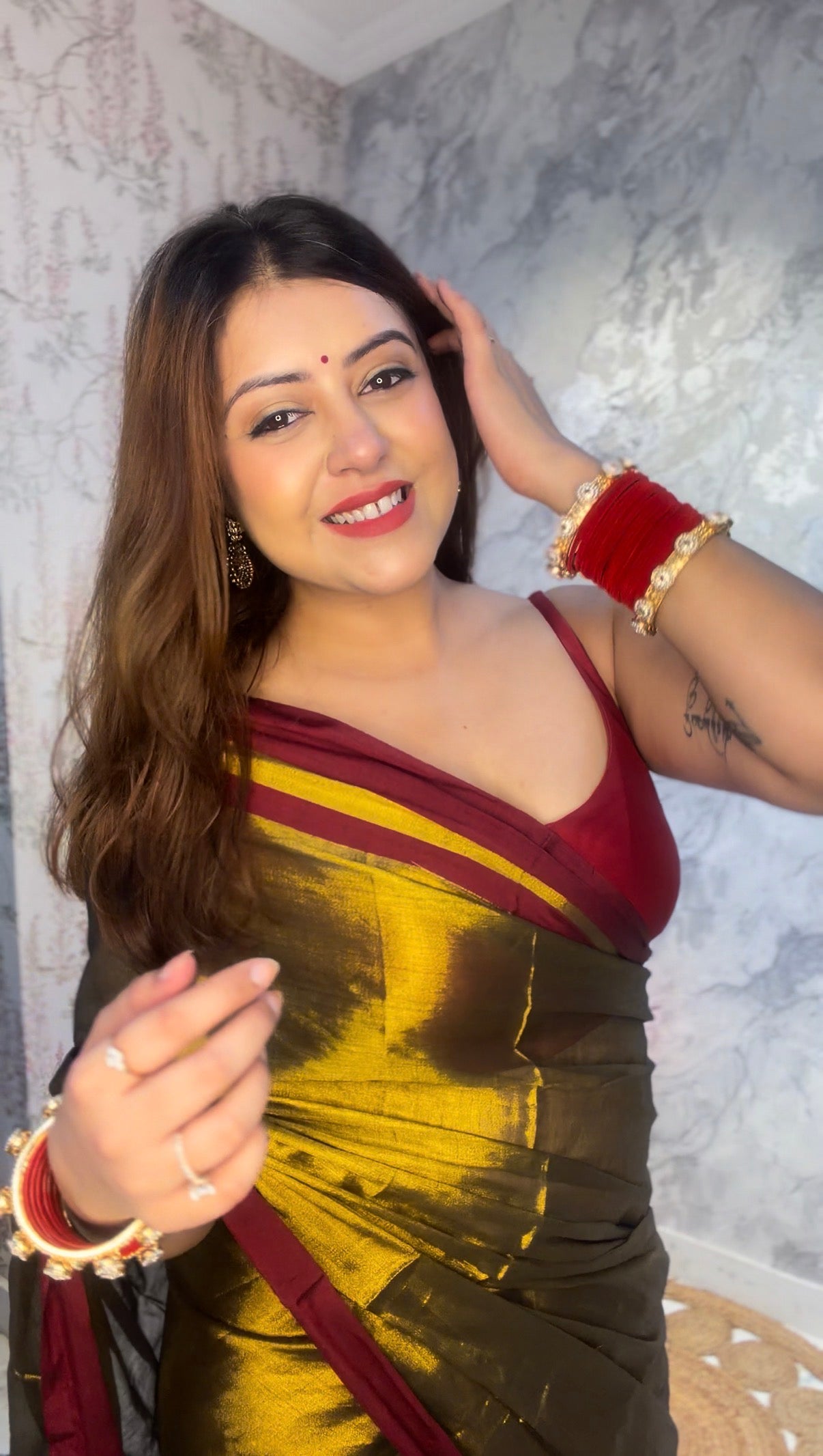 Golden Ember Tassel Saree