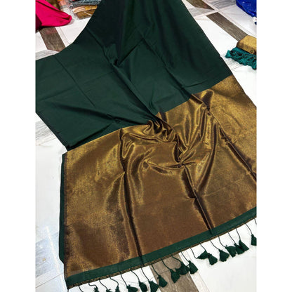 Green Gilded Khadi Cotton Saree