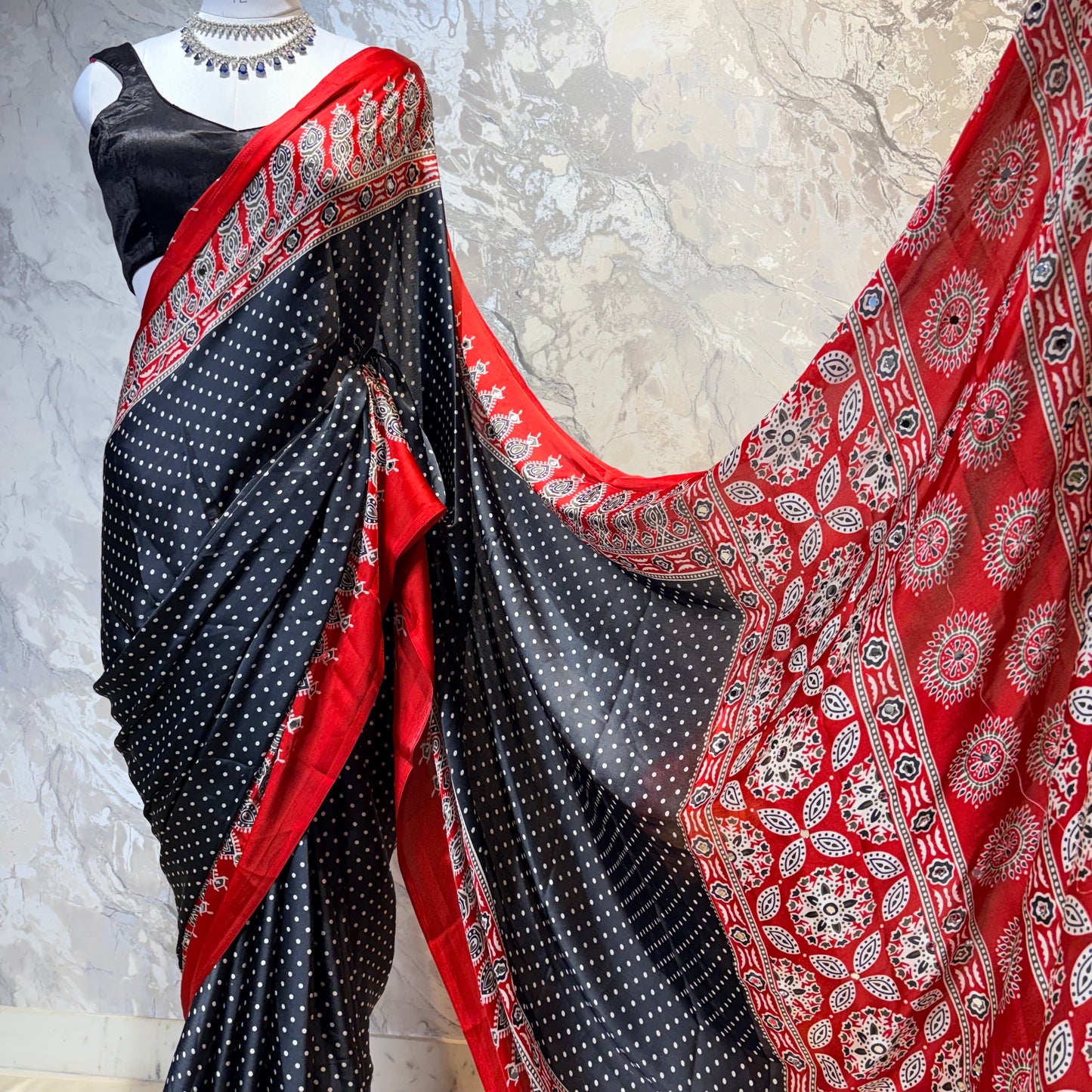 Zarmina Ajrakh Silk Saree