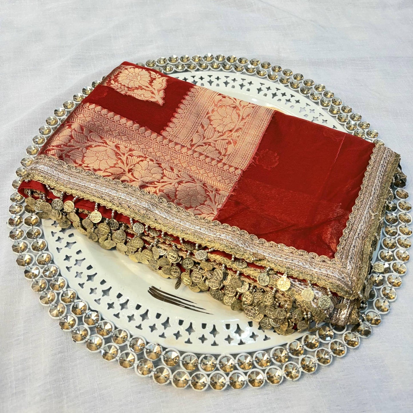 Noorani Tissue Saree (Red)