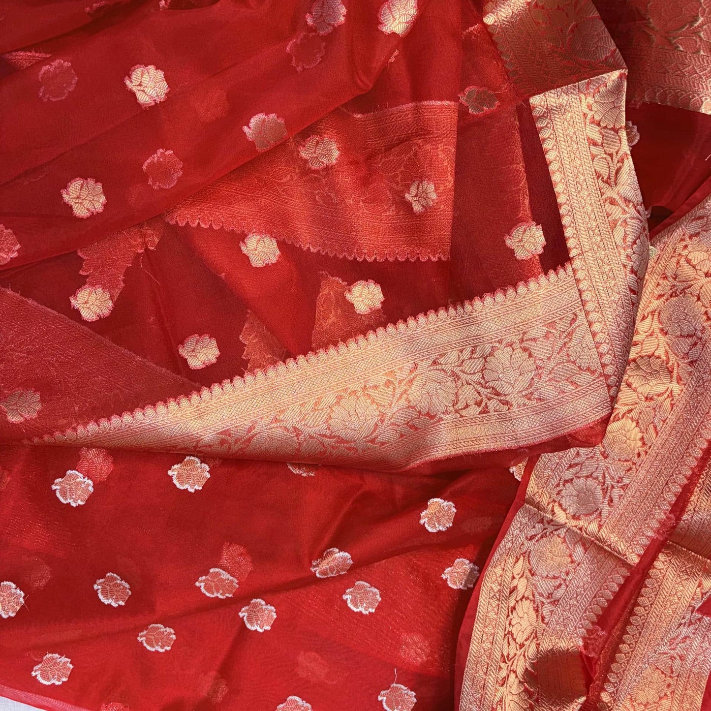 Noorani Tissue Saree (Red)