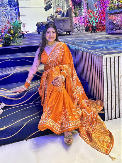 Meher Bandhani Tissue Saree (Orange)