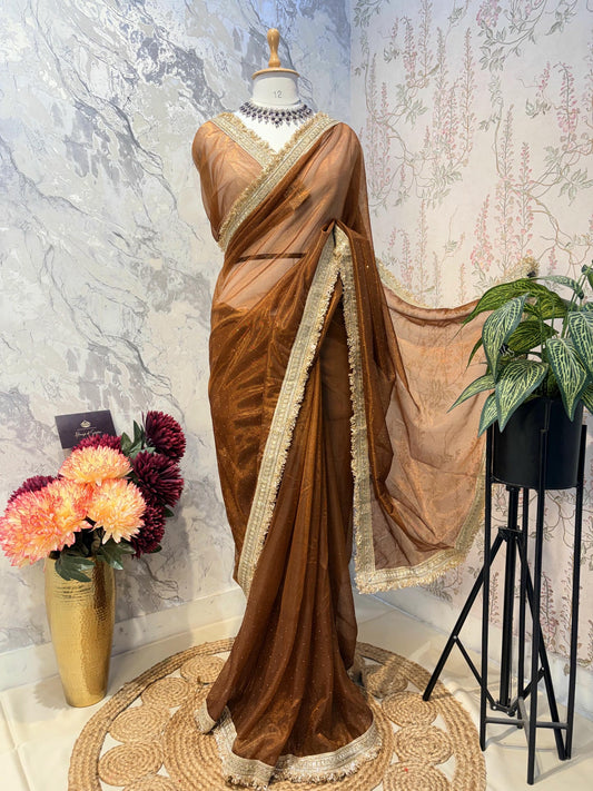 Zariya Tissue Saree (Bronze)