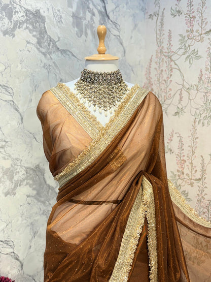 Zariya Tissue Saree (Bronze)