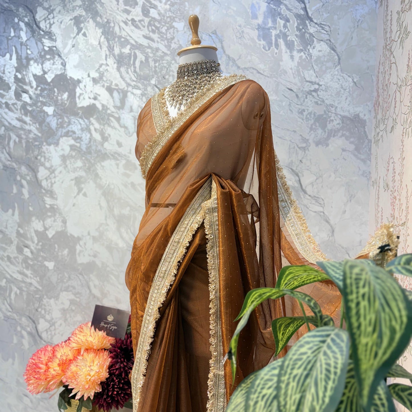 Zariya Tissue Saree (Bronze)