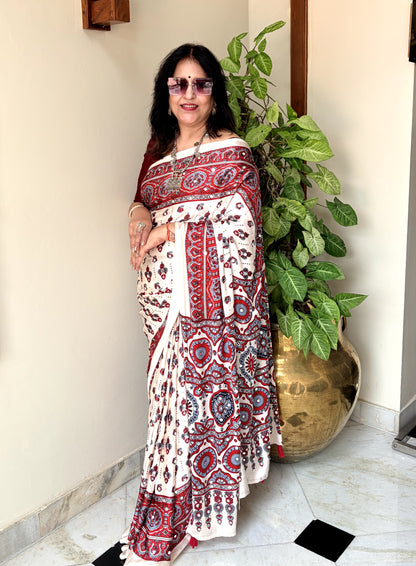 Padmashri Ajrakh Saree