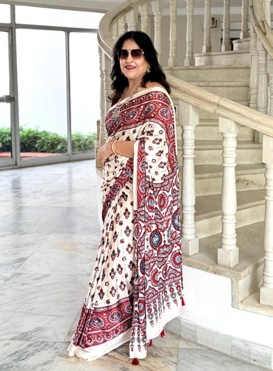 Padmashri Ajrakh Saree
