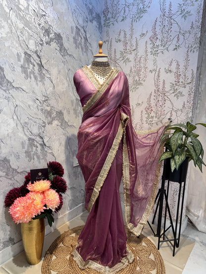 Zariya Tissue Saree (Pink)