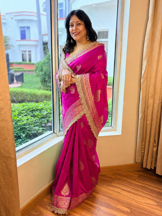 Aafreen Banarasi Silk Saree (Pink)