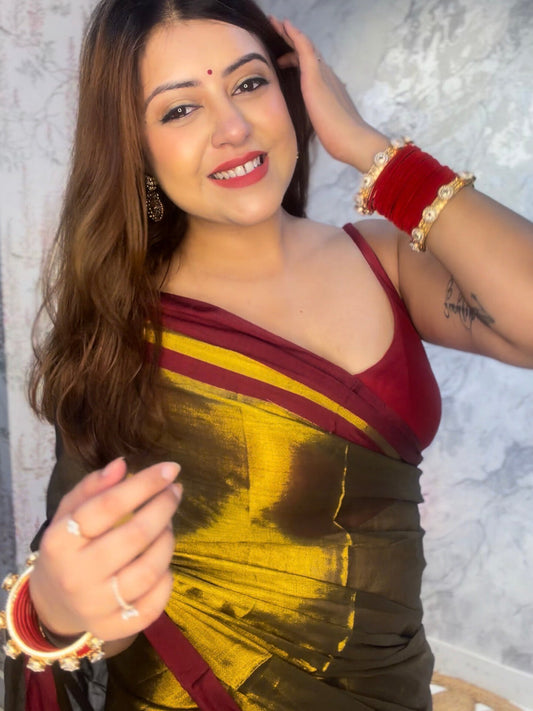 Golden Ember Tassel Saree