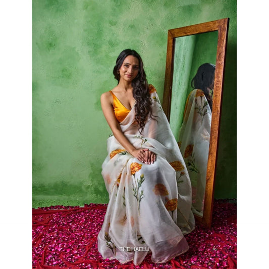 Ivory Dandelion Saree