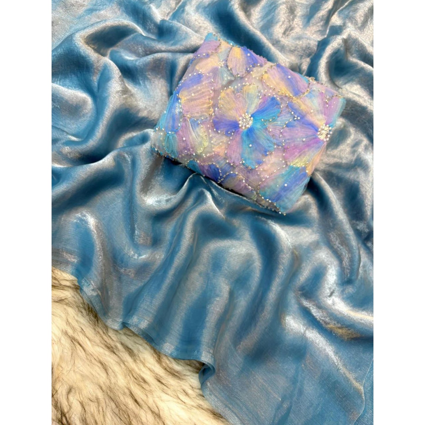 Kohinoor Tissue Saree (Ocean)