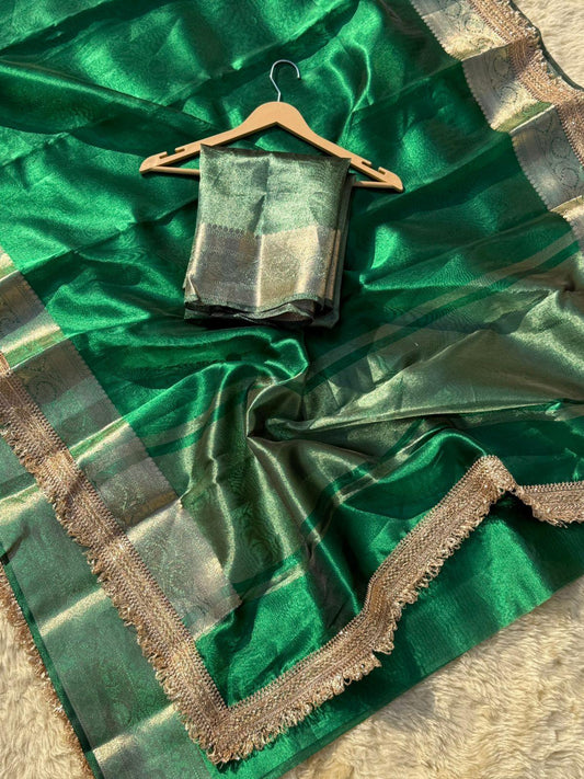 Maharani Banarasi Tissue Silk Saree – Emerald