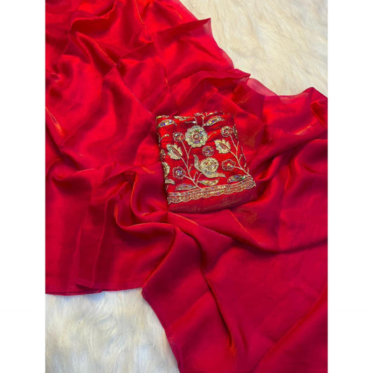 Mahira Tissue Saree (Red)