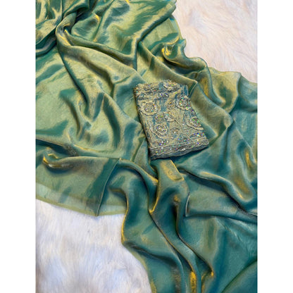 Mahira Tissue Saree (Teal)
