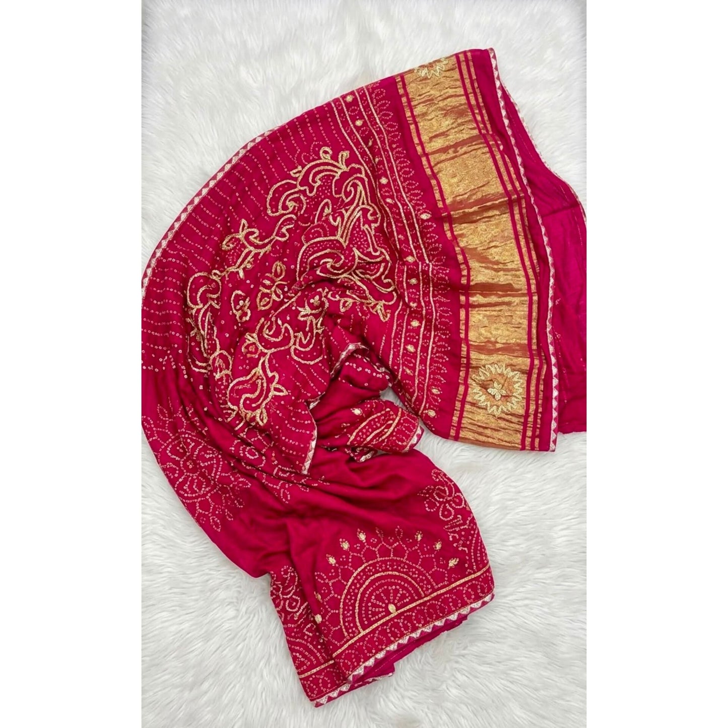 Meher Bandhani Tissue Saree (Pink)