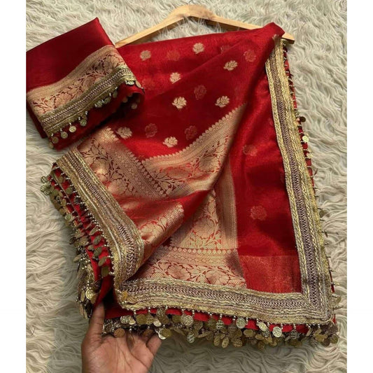 Noorani Tissue Saree (Red)